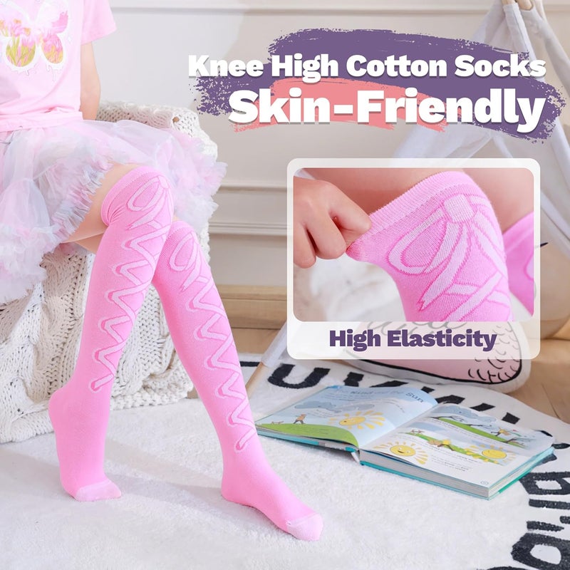 ANTSANG Kids Girls Knee High Socks Long Boot Crazy Silly Fun Gift Cute Tall Animal Socks for Child 6 Pairs - Image 3